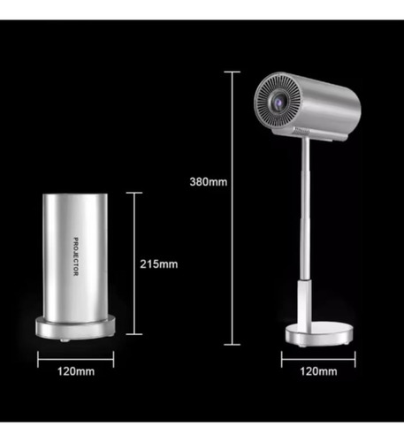 Proyector Led Portátil Bluetooth Inteligente Full Hd Android Plateado