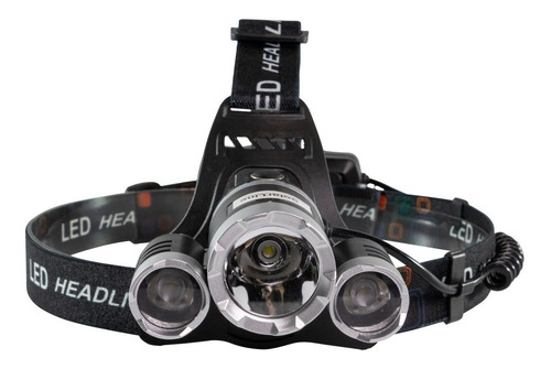 Linterna Led Minero Vincha Bateria Recar 6000lm 307b - Negra Linterna Negro Luz Blanco