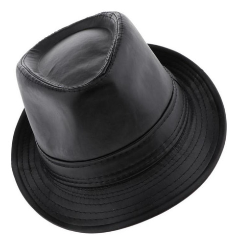 Sombrero De Copa De Cuero Pu Gorro De Jazz Clásico Unisex