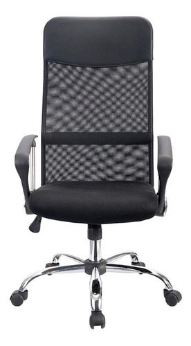 Imagen 2 de 3 de Silla de escritorio Econosillas Economalla ergonómica negra con tapizado de mesh y tela microespacial