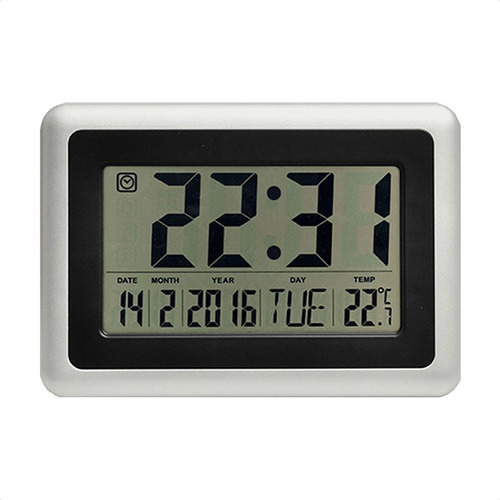 Reloj De Pared Grande Lcd 7  Temperatura Fecha Alarma Snooze