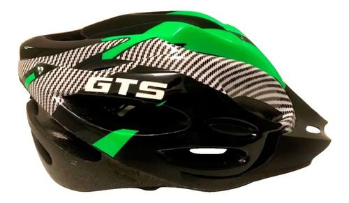 Capacete Com Sinalizador Led Ciclismo  Gts Bike Verde Preto