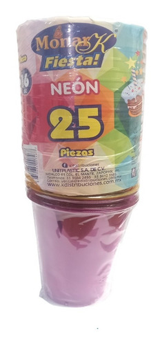 Vasos Para Fiesta De Neon Desechables C/25 Pzas