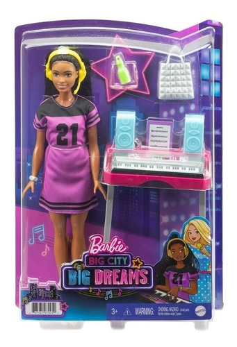 Boneca Barbie Negra Estúdio De Música Big City Big Dreams