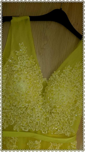 Vestido De Festas Princesa Kerry Yellow Com Tulle Pérolas