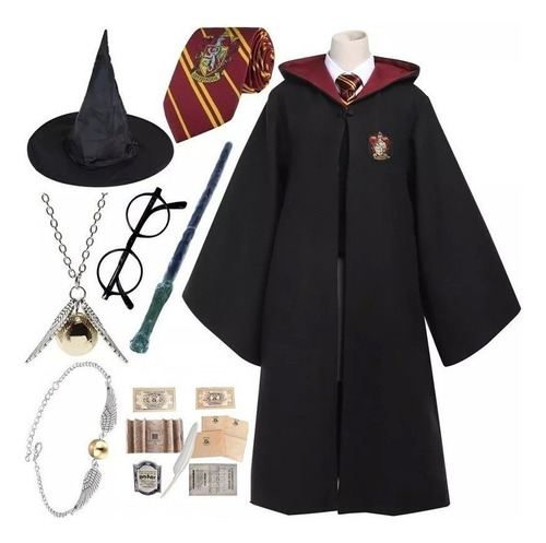 Kit De Bata Harry Potter Cos Con 9 Accesorios Mágicos