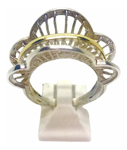 Anillo De Plata Y Oro Abanico