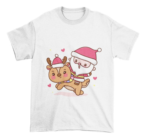 Polera Unisex Santa Viejito Pascuero Reno Algodon Estampado