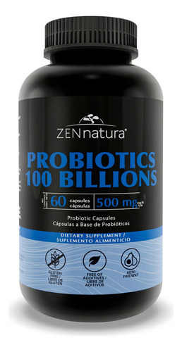 Probioticos 100 Billones 500 Mg Con 60 Caps Zen Natura Sabor Sin sabor