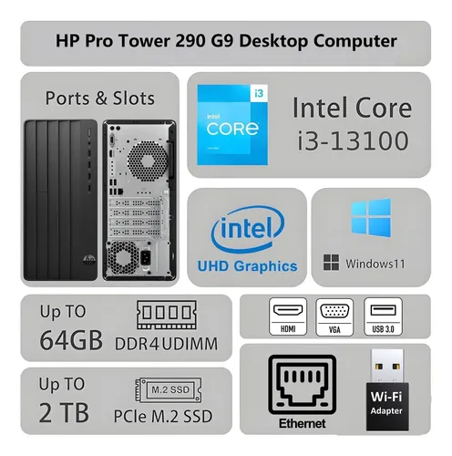 Desktop Hp 2026 Pro Tower Intel I3 16gb 256gb Ssd Wifi | MercadoLivre