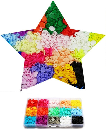 Broches Plásticos 15 Colores Forma De Estrellas 150 Sets.