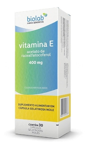 Vitamina E 400mg 30 Cápsulas Gelatinosas Moles - Biolab