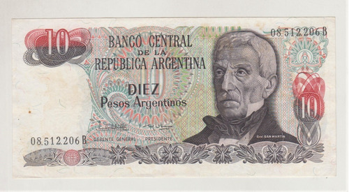 Billete Argentina 10 Pesos San Martin 1980´s (c85)