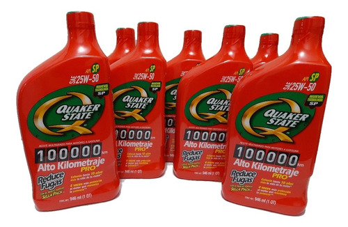 Aceite 25w50 Alto Kilometraje Quaker State 7 Pzas 946ml