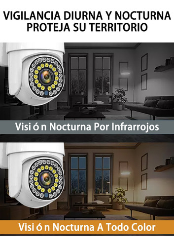 Cámara De Seguridad Ip66 Wifi Hd Visión Nocturna Alarma 2pz Blanco