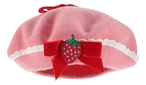 comprar Boinas Para Mujer, Sombrero Decorativo De Fresa Con Lazo De