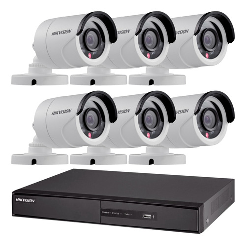 Kit Seguridad Hikvision Full Hd Dvr 8 + 6 Camaras Infrarrojas Bullet Exterior O Domo Interior + Ip Celular Cctv P2p