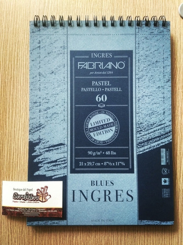 Block De Dibujo Fabriano Ingres A4(21x29.7) Pastell 90g Azul