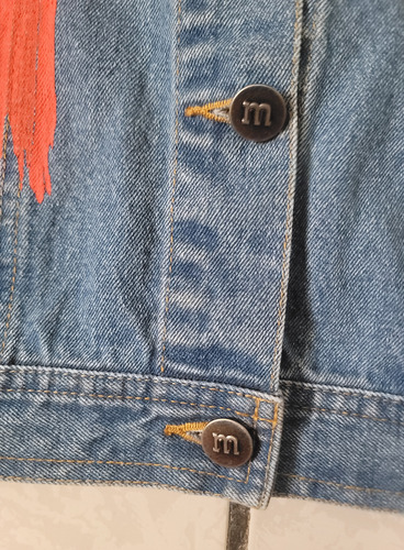 Chamarra Dama Nascar M&m Oficial Mezclilla Vibes Bordado L (Usado)