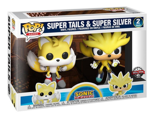 Boneco Funko Pop Sonic Super Tails & Super Silver Sdcc 2020