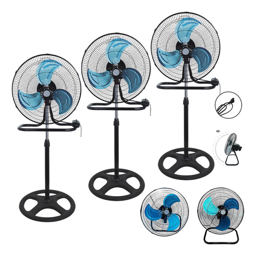 Ventilador 3en1 Piso/pared/pedestal 18 Pulgadas 3pz
