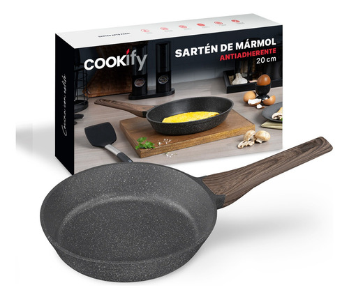 Sartén Antiadherente 20 cm Cookify | Stone-Tech Series | Libre de PFOA, Cocina Saludable. Color Mármol Negro