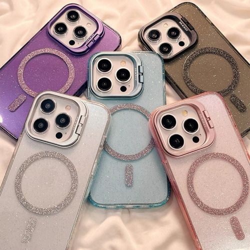 Capa De Telefone Com Glitter Magnético Para Iphone16