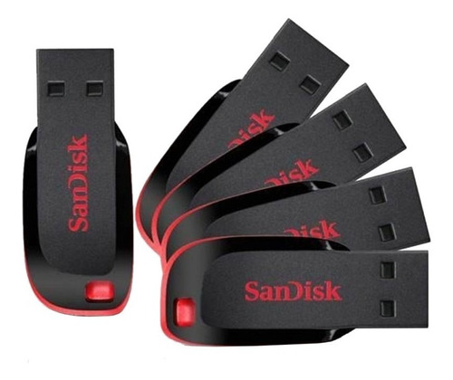 Kit 5 Usb 16gb Sandisk Z50 2.0 Flash Pequeña Roja Negra