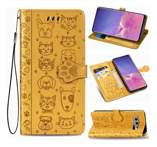 Amarillo Para Galaxy S10e Con Bonito Estampado Horizontal De