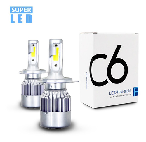 Par Lâmpada Automotiva H4 Super Led Efeito Xenon Farol Carro