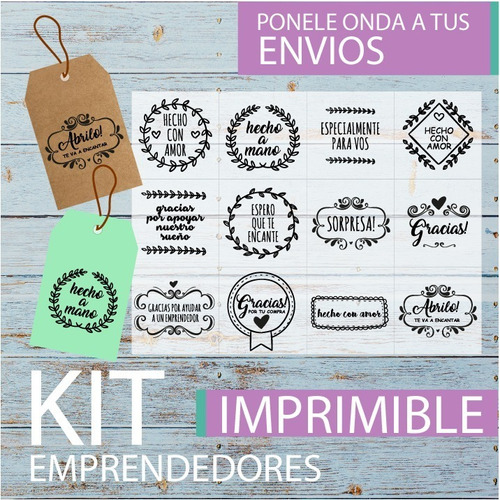 Kit Imprimible Emprendedores Tags Etiquetas