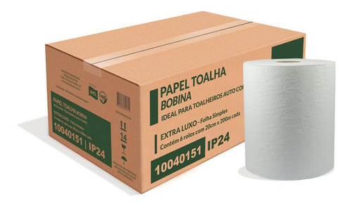 Toalla De Papel Bobina Ipel Autocorte 6 Rollos De 200 Metros