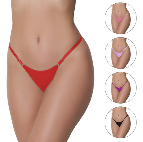 Kit 5 Tanguinhas Fio Duplo Com Regulagem Calcinha Conforto