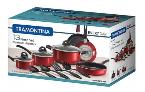 Imagen 1 de 1 de Bateria De Cocina 13 Pzas Rojo 2.0 Mm