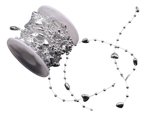 Guirnalda De Cuentas Para Corona De Árbol Corazón De Plata