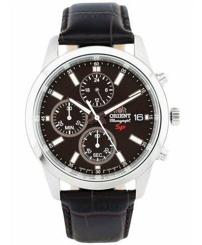 Reloj Orient Cronometro Sport Con Malla De Cuero Fku00005t