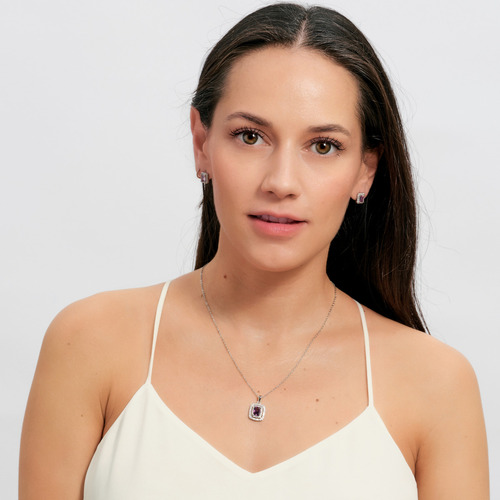 Set Joyería Mujer Collar Aretes Mamá Navidad Luckyly Color Lila