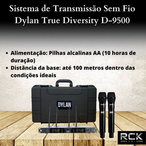 Microfone Sem Fio Dylan Duplo Mão D9500 Profissional Oferta