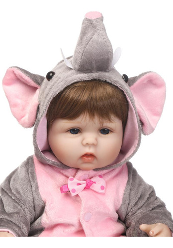 Brastoy Bonecas Bebê Reborn Elefante Boneca Silicone 55cm Com Acessórios