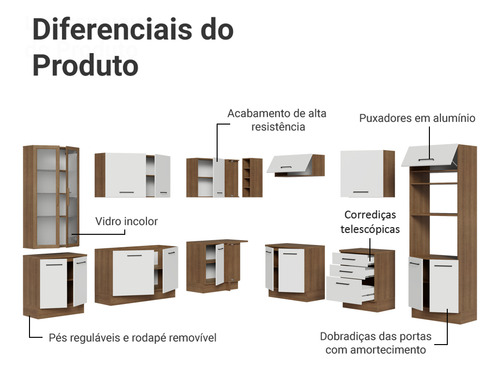 Armário De Cozinha Completa 549cm Agata Madesa 01 Rb Cor Rustic/branco