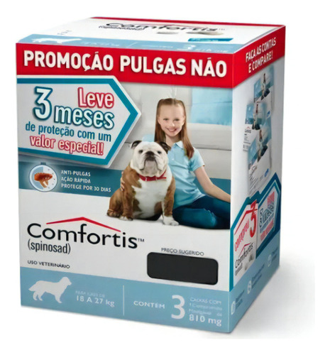 Combo 3 Meses Comfortis 810mg Antipulgas Cães 18 A 27kg