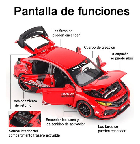 F Honda Civic Type-r Miniatura Metal Autos Adornos Coleccion