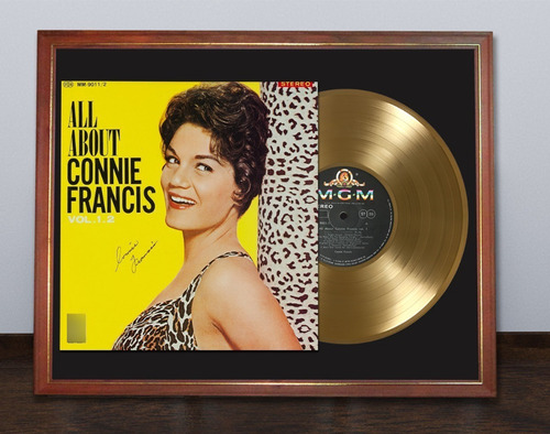 Connie Francis All About Tapa Lp Firmada Y Disco Oro Cuadro