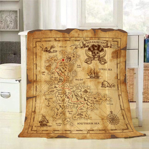 Mugod Manta De Mapa Mapa Del Tesoro Y Emblema Pirata Brújula