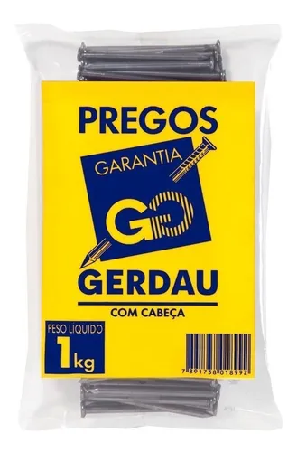 comprar Kit Cu002F20 Kg Prego 18x30 Polido Cu002F Cabeça Aço Oxidado Gerdau