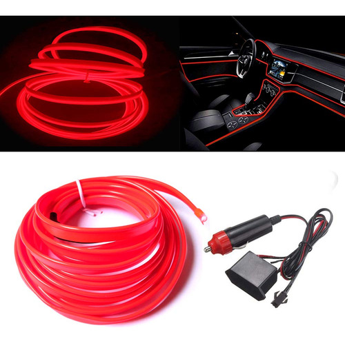 Maxlax El Wire Red Interior Coche Led Strip Lights, 3m De Ne