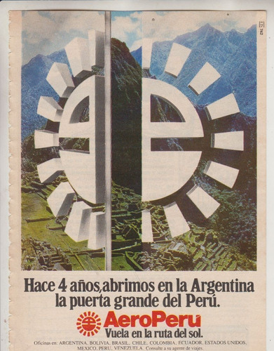 1978 Publicidad Vintage De Aerolineas Aeroperu Aviacion Raro