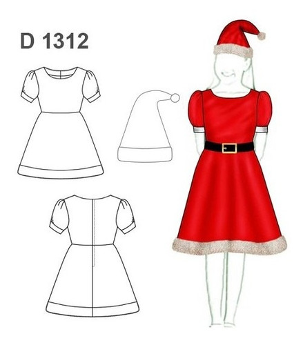 ( Moldes De Ropa)  Disfraz De Santa Mama Noel  Infantil 1312