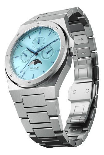 Reloj Valuchi Calendario Lunar 40mm Quartz (silver Ice)