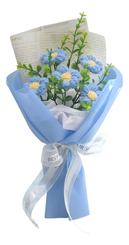 Ramo De Flores De Crochet Flowet Bouquet De Punto De Azul